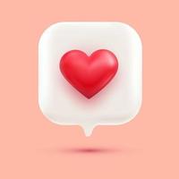 chat de amor con renderizado de estilo de dibujos animados en 3d en forma de corazón vector