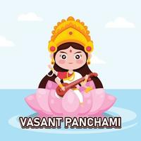 fondo vasant panchami. con diseño de dibujos animados. vector