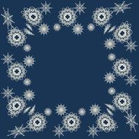 Blue frame with snowflakes winter background in a modern style on a dark background. Decoration of the winter Christmas holiday. An element of winter decor. blue background. Vector background.