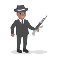 mafia african action holding Rifle design character on white background vector