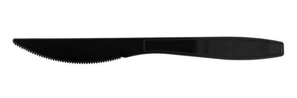 Black plastic knife isolated on white background photo