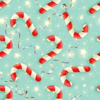 patrón sin costuras de bastón de caramelo. fondo de vacaciones de navidad. dulces con estrellas serpentinas y brillantes foto