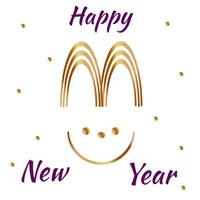 cartel conejo silueta feliz año nuevo vector