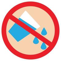 no derramar agua icono plano vector