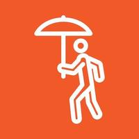 Walking in Rain Line Color Background Icon vector