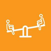 Sitting on Seesaw Line Color Background Icon vector