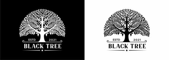 Tree of life oak banyan leaf and root seal emblem stamp logo design inspiration vector