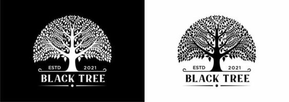 Tree of life oak banyan leaf and root seal emblem stamp logo design inspiration vector