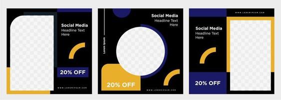 Minimalist social media post template collection or banner vector