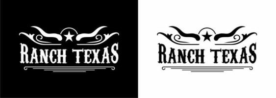 Texas ranch country western bull cattle vintage label logo design Premium Vector