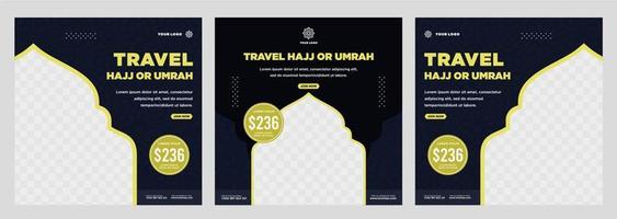 plantilla de publicación de redes sociales de promoción de hajj y umrah vector