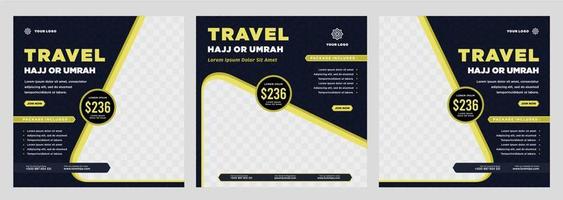 hajj and umrah promotion social media post template vector