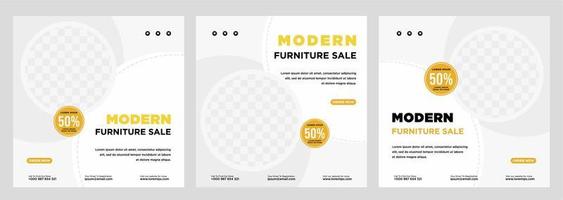 Furniture sale banner Social media post template vector