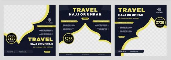 plantilla de publicación de redes sociales de promoción de hajj y umrah vector