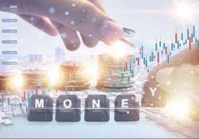 Concept The world's finances are entering an upward trend. photo