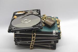 Data security protection concept hard disk lock photo
