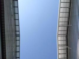 High steel roof, blue sky, civil engineering photo