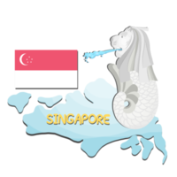 The statue of merlion and the flag of Singapore png