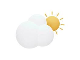 Cloud and sun with 3d vector icon cartoon minimal style