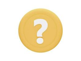 Question mark with 3d vector icon cartoon minimal style