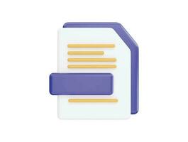 file with 3d vector icon cartoon minimal style