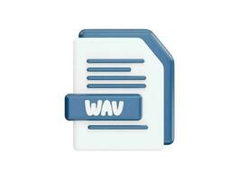 Wav file with 3d vector icon cartoon minimal style