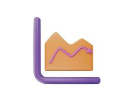 Chart-area with 3d vector icon cartoon minimal style