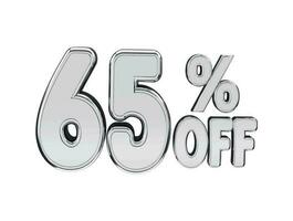 65 percent silver number with 3d rendering vector