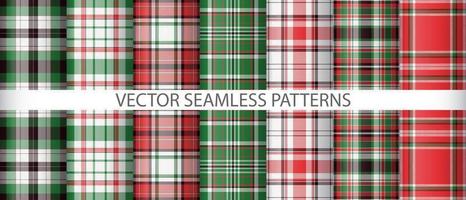 Set pattern plaid textile. Vector check seamless. Tartan texture background fabric.