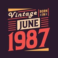 Vintage born in June 1987. Born in June 1987 Retro Vintage Birthday vector