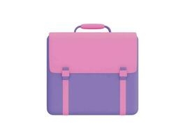 Businessman briefcase or schoolbag with 3d vector icon cartoon minimal style