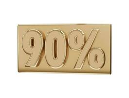 90 percent Golden number with 3d rendering vector