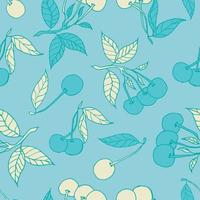 diseño de patrones sin fisuras de cerezas. hermoso fondo de bayas tropicales. frutas tropicales y hojas de fondo transparente. bueno para estampados, papel de envolver, textiles y telas. vector