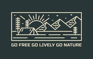 Go free go lively go nature in mono line vector art design