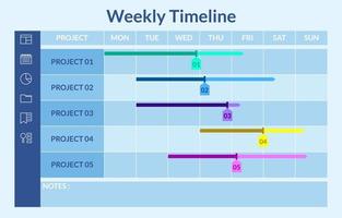 Weekly Time Line Table vector