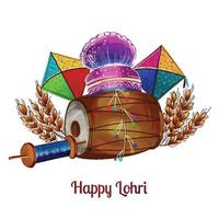 Happy lohri holiday festival card background vector