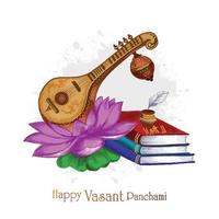 Happy vasant panchami celebration card background vector