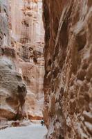 A unique view of the walls along the path in the city of Petra photo