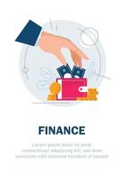 Savings and Managing Finance Concept,Flat line design concept for finance, market analysis, financial planning, accounting, corporate financial strategy vector