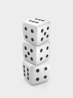 White dice isolated on white background. 3d render photo