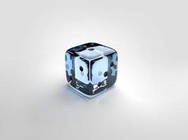 Dice glass blue lie on a white background. 3d render photo