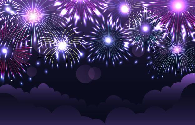 Fireworks Above the Cloud Background
