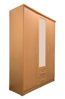 Wooden wardrobe with mirror isolated. photo