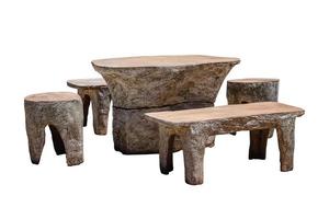 Set of stone table with bench isolated. photo