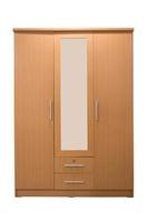 Wooden wardrobe with mirror isolated. photo