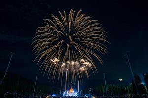 hermosa escena nocturna de fuegos artificiales. foto