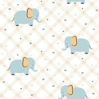 Cute pattern with little elephant and hearts. vector