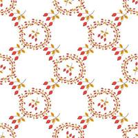 Rosehip wreath pattern on white background. Vector image for use in textiles or as print