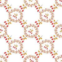 Rosehip wreath pattern on white background. Vector image for use in textiles or as print