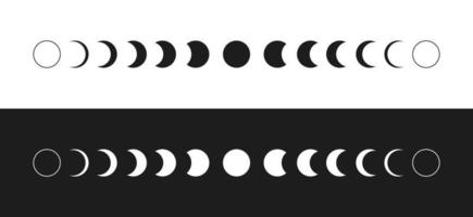 Moon phases flat icon vector. Set of Moon phases icons. vector